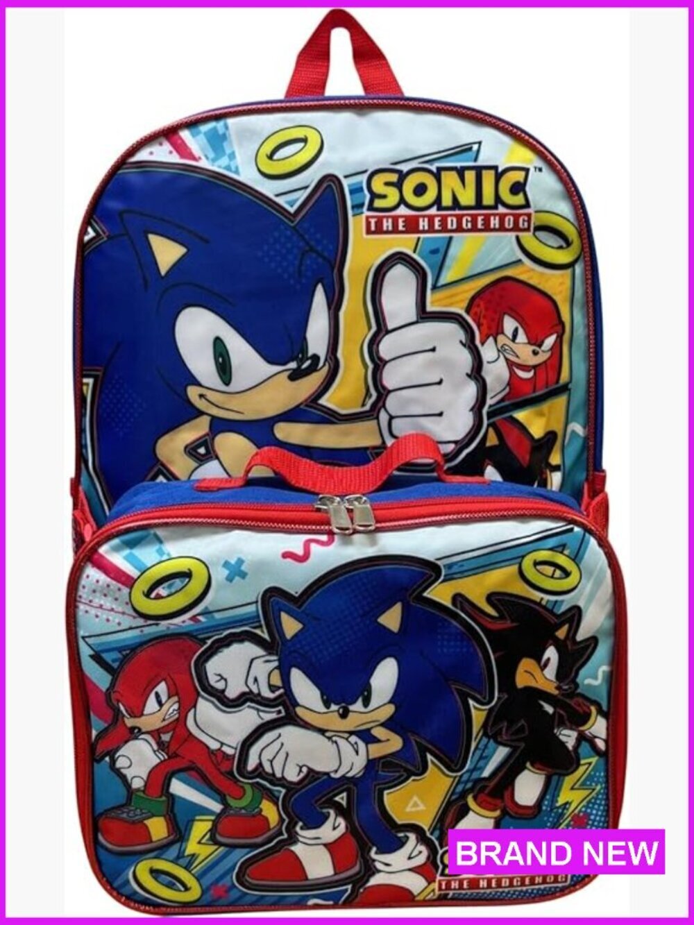 Sonic The Hedgehog Backpack With Detachable Lunch Box 16 Inch Daypack